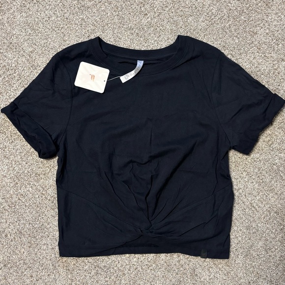 Fabletics 100% cotton knot twist front tee black xs NWT - Picture 2 of 6